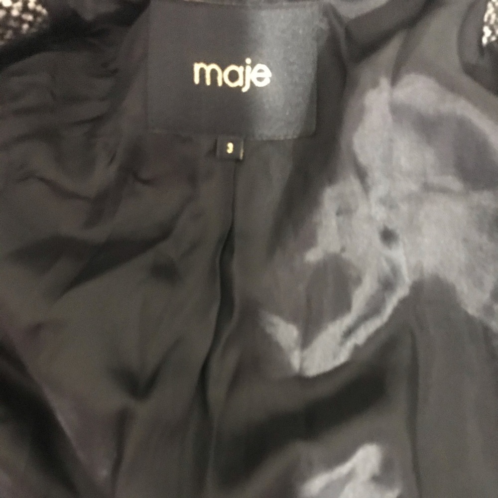 Maje Wool Leather Panel Coat - Picture 6 of 7